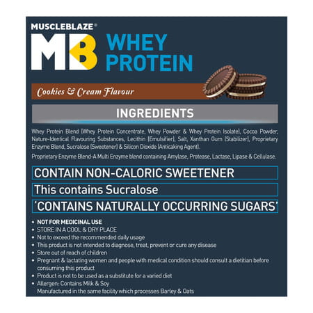 Muscleblaze 100% Whey Protein (Cookies & Cream | 1kg) | 25g Protein | Premium Blend