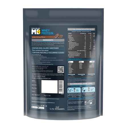 Muscleblaze 100% Whey Protein (Cookies & Cream | 1kg) | 25g Protein | Premium Blend