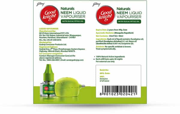 Godrej Good Knight Naturals Neem Liquid Vapouriser Refill - Pack Of 2