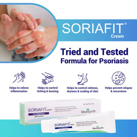 Medisynth Soriafit Cream | Homeopathic Medicine For Psoriasis | B.no. 56 | 20G Pack Of 2