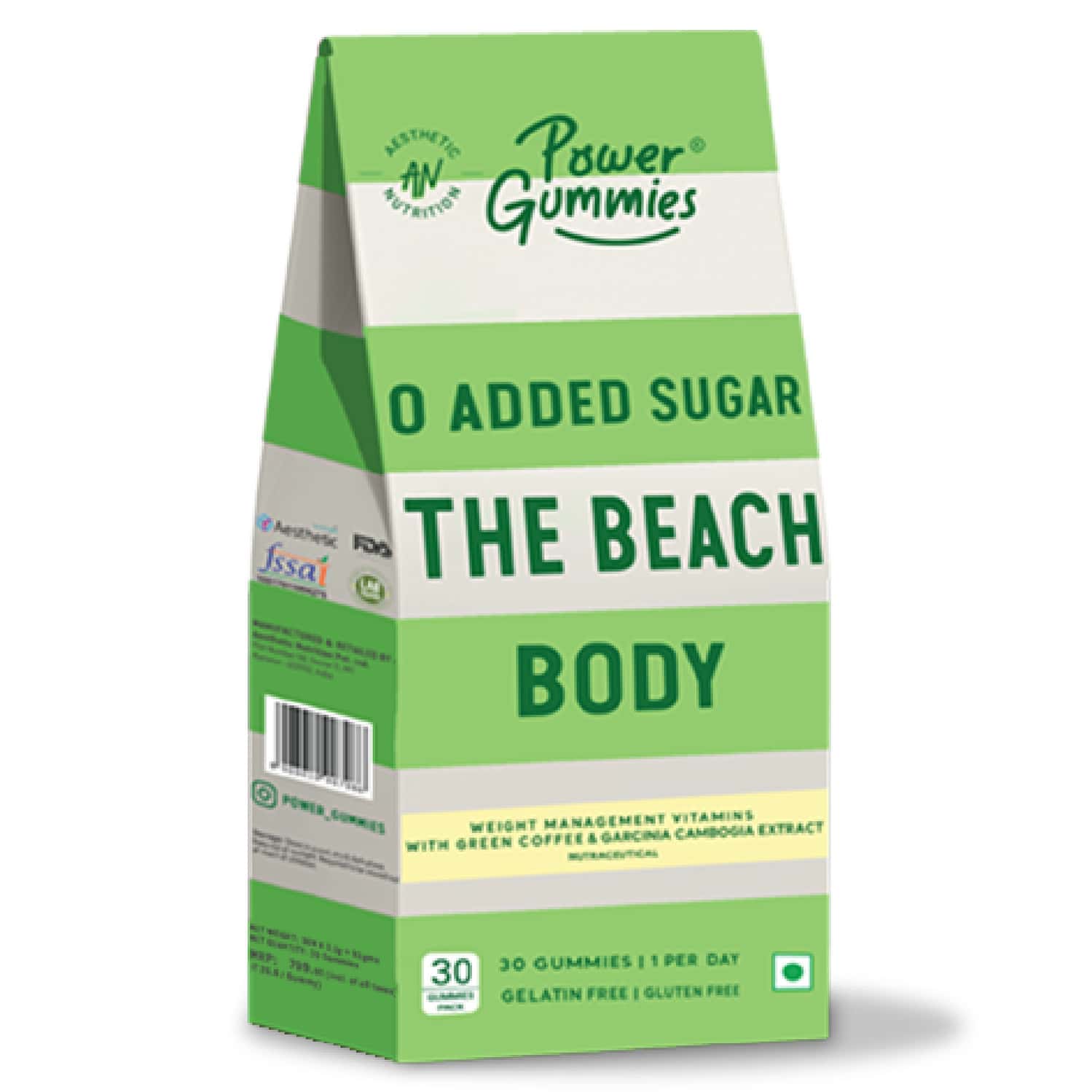 Power Gummies The Beach Body With Green Coffee | L-Carnitine | Vitamin C For Men | Women - 30n