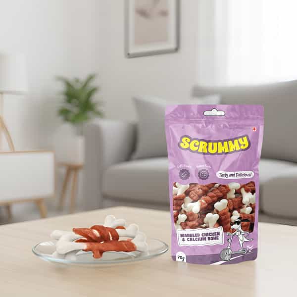 Scrummy Marbled Chicken Wrapped Calcium Bone Dog Treats | 70 G