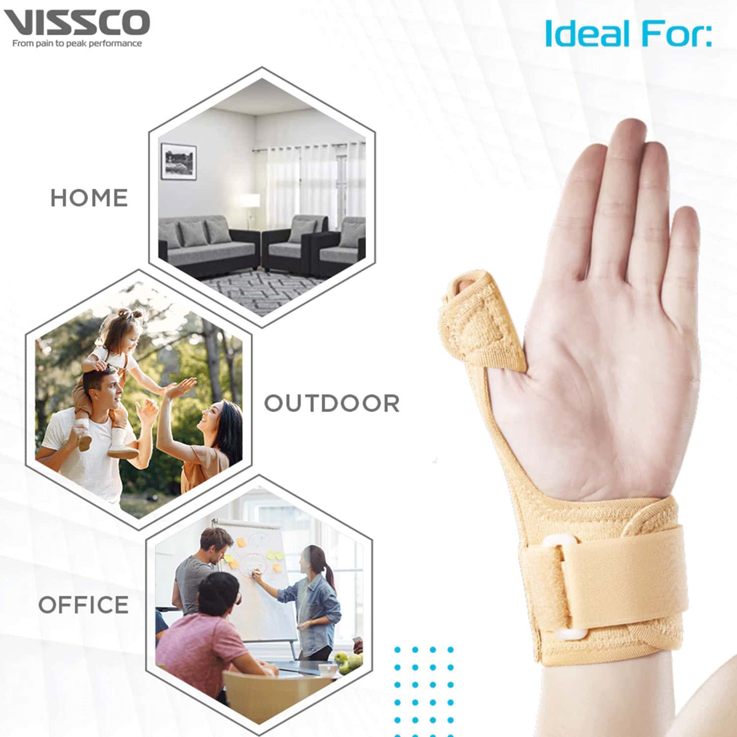 Buy VISSCO THUMB SPICA SPLINT FOR BOTH LEFT/RIGHT PROVIDES FREE HAND MOVEMENT (BEIGE) Online