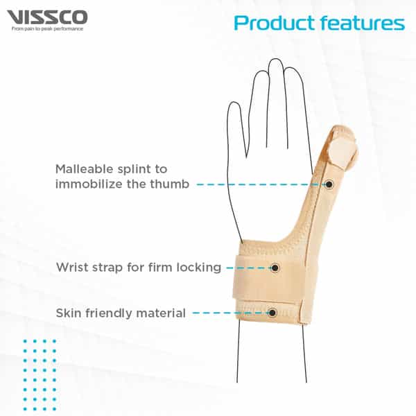 Vissco Thumb Spica Splint For Both Left/Right | Provides Free Hand Movement - (Beige)