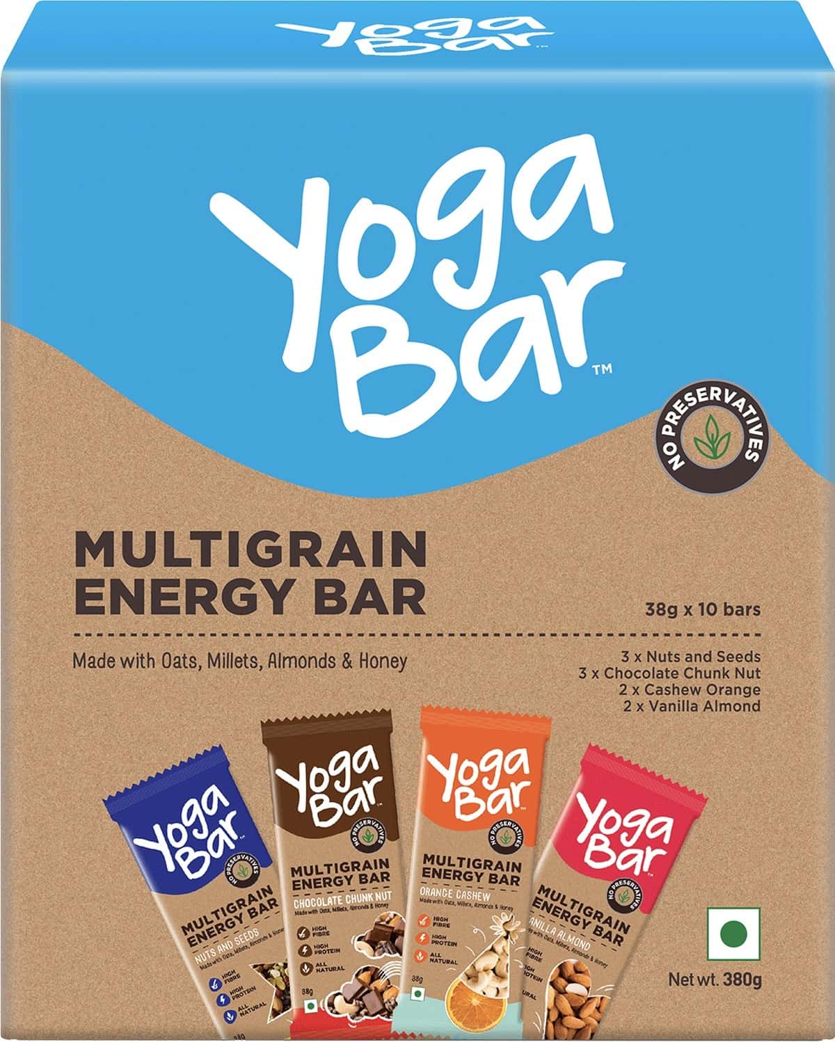 Yogabar Energy Bars Variety Pack Of 10