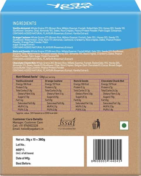 Yoga Bar Energy Bars Variety Pack Of 10