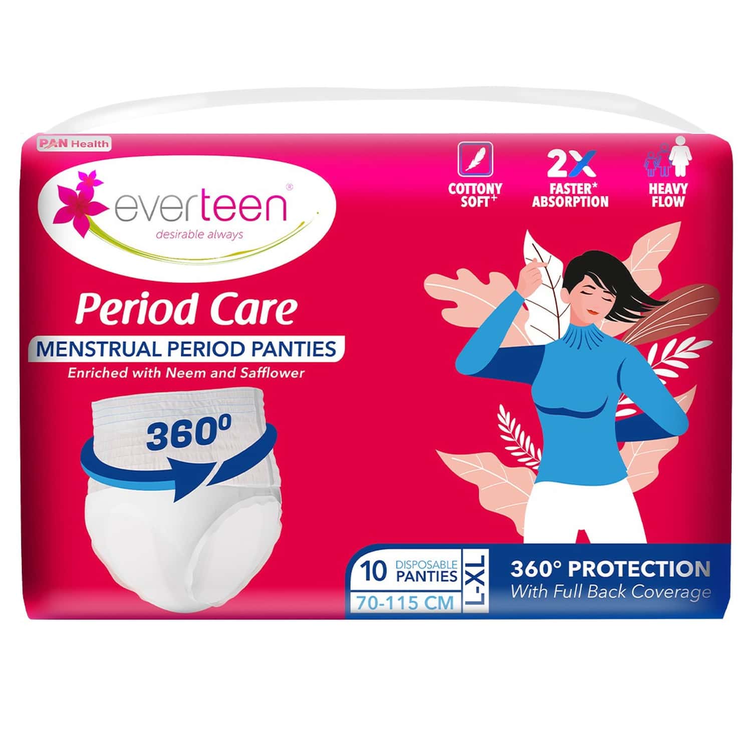 Everteen Disposable Overnight Period Panties For Heavy Flow | L-xl Panty | 10 Pcs