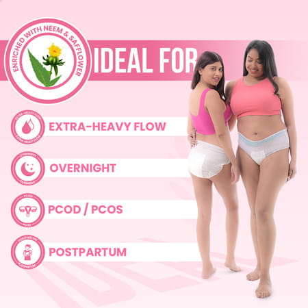 Everteen Disposable Overnight Period Panties For Heavy Flow | L-Xl Panty | 10 Pcs