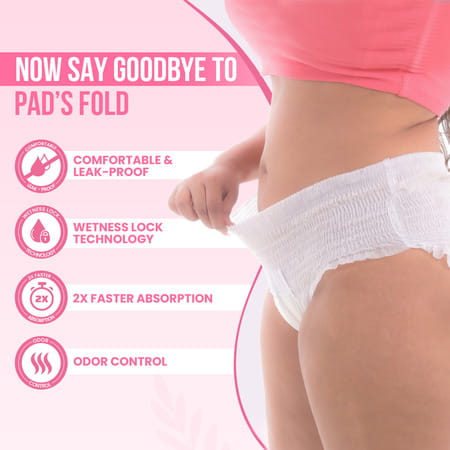 Everteen Disposable Overnight Period Panties For Heavy Flow | L-Xl Panty | 10 Pcs