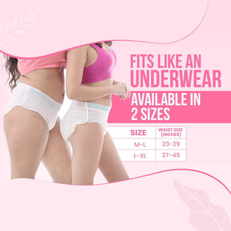 Everteen Disposable Overnight Period Panties For Heavy Flow | L-Xl Panty | 10 Pcs