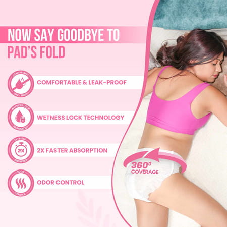 Everteen Disposable Overnight Period Panties For Heavy Flow | L-Xl Panty | 10 Pcs