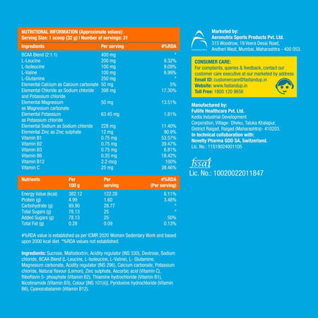 Fast&Up Reload Isotonic Energy Drink Pack Of 31 Servings (Orange)