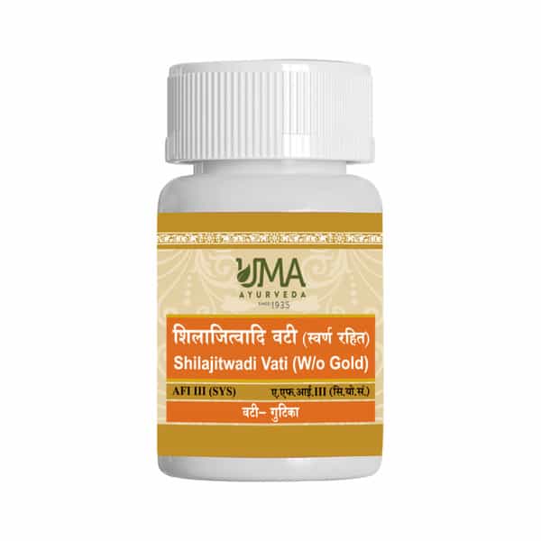 Uma Ayurveda Shilajitwadi Vati (W/O Gold) Ayurvedic Tablets 80 Tab