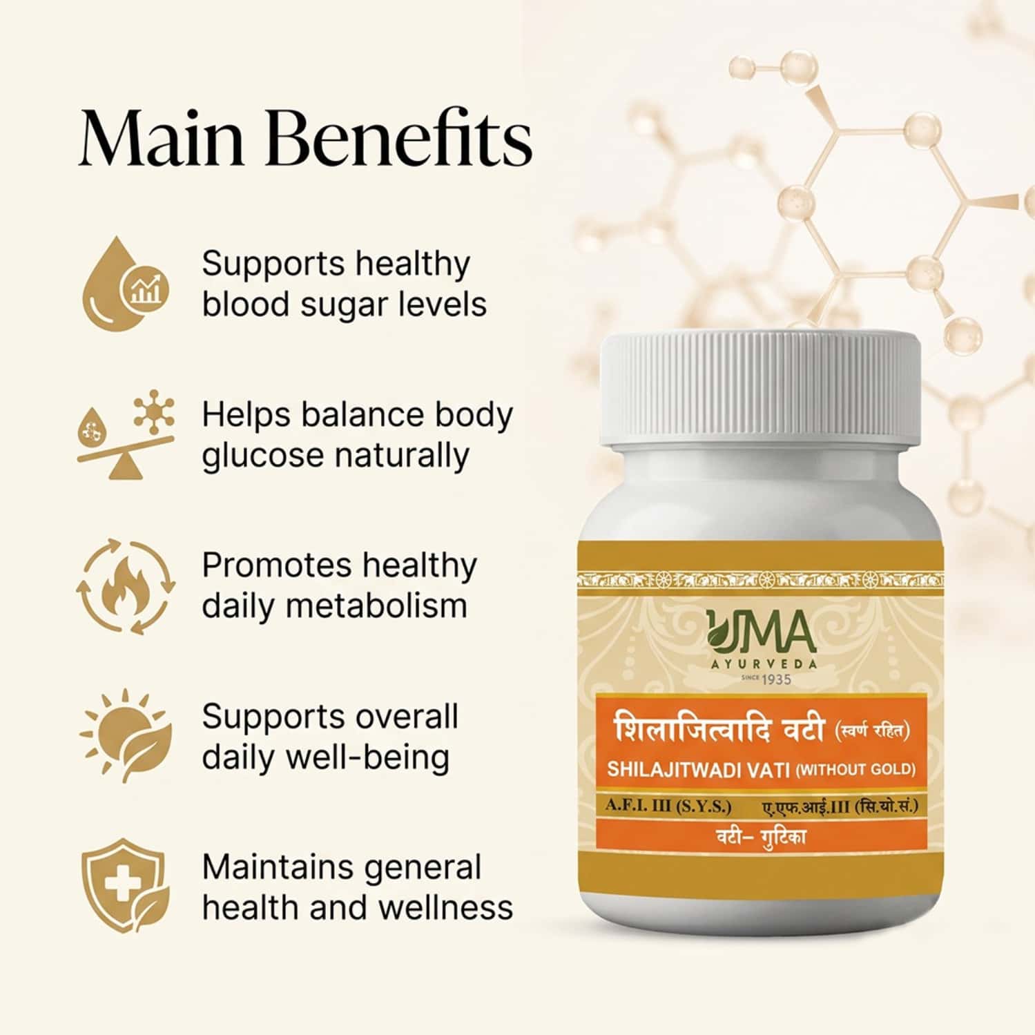 Uma Ayurveda Shilajitwadi Vati (W/O Gold) Ayurvedic Tablets 80 Tab