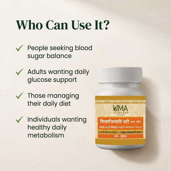 Uma Ayurveda Shilajitwadi Vati (W/O Gold) Ayurvedic Tablets 80 Tab
