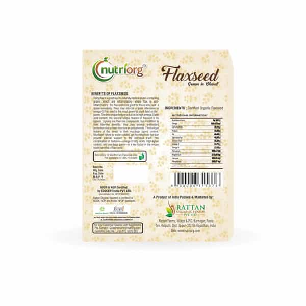 Nutriorg Certified Organic Flaxseed Raw 250G (Pack Of 2)