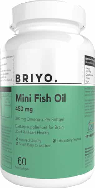 Briyo Fish Oil Mini (450 Mg Size) -60 Softgels - 71.39% Omega 3 (320 Mg Omega 3) Per 450 Mg Capsule
