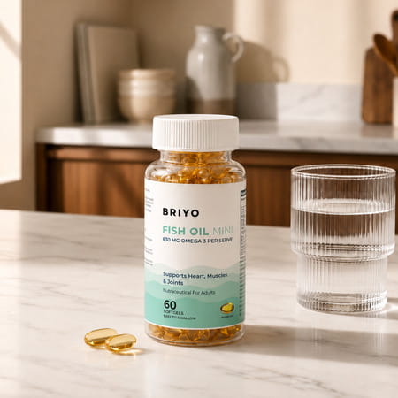 Briyo Fish Oil Mini (450 Mg Size) -60 Softgels - 71.39% Omega 3 (320 Mg Omega 3) Per 450 Mg Capsule