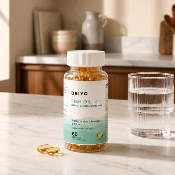Briyo Fish Oil Mini (450 Mg Size) -60 Softgels - 71.39% Omega 3 (320 Mg Omega 3) Per 450 Mg Capsule