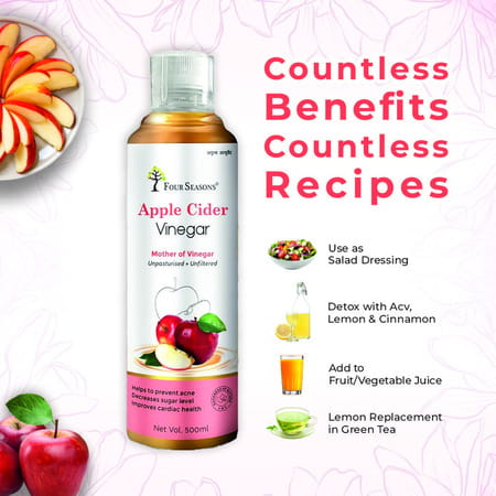 Four Seasons Apple Cider Vinegar With Mother Of Vinegar - 500Ml | Weight Management - No Added Sugar
