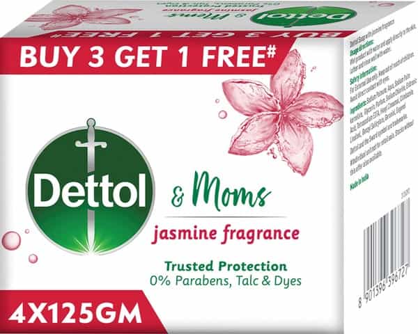 Dettol & Moms Bathing Soap Jasmine - 125Gm ( Buy 3 Get 1 )