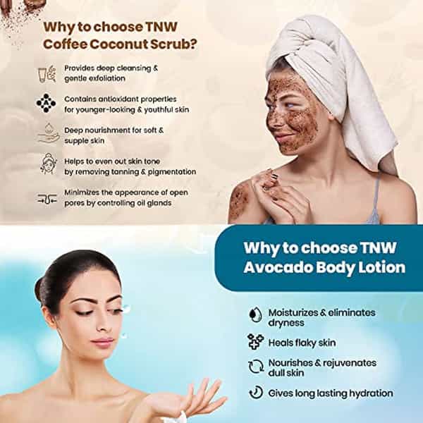 The Natural Wash Coffee Scrub For Face & Body Lotion (Coffee Coconut Scrub + Avocado Body Lotion)