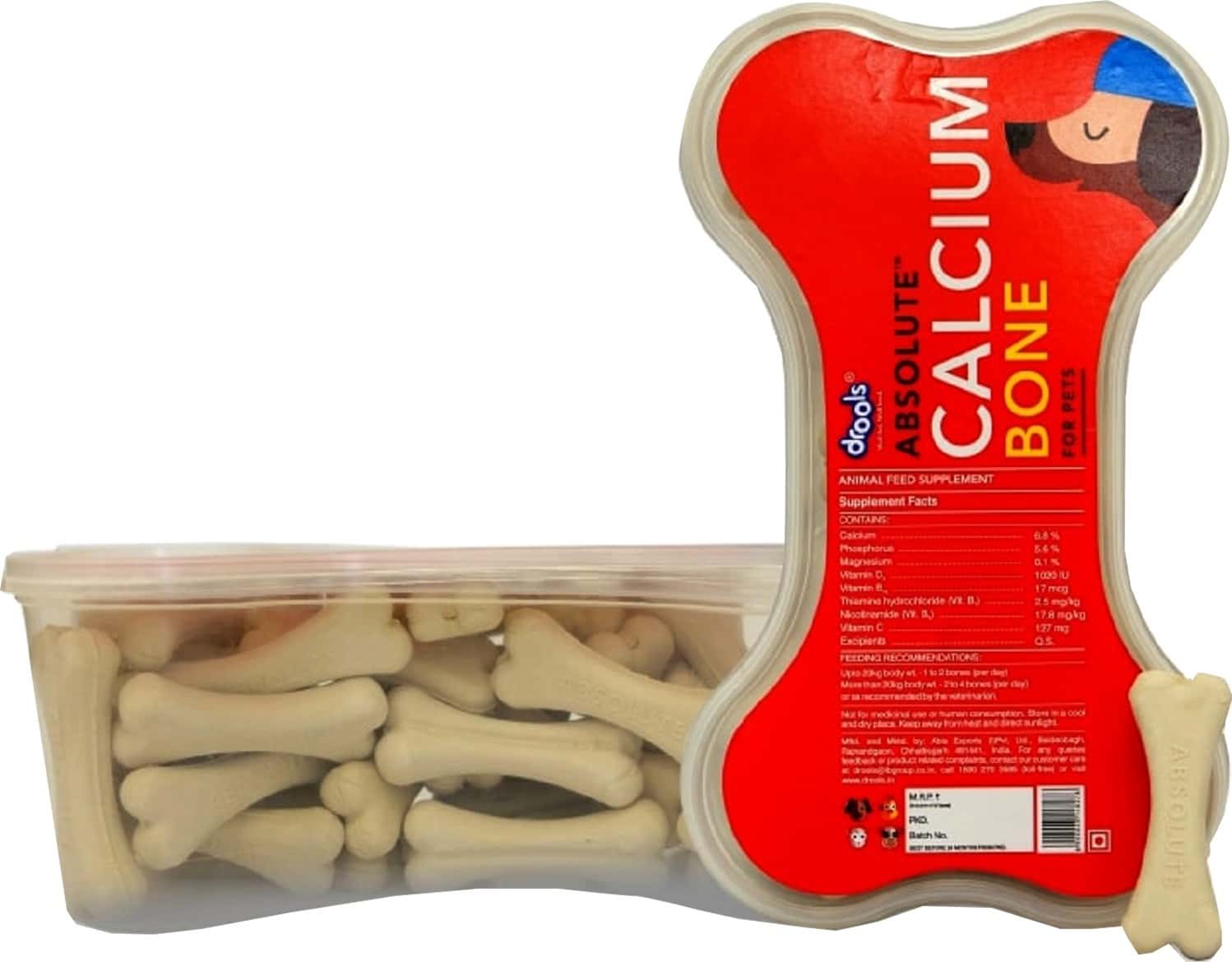 Buy DROOLS ABSOLUTE CALCIUM BONE JAR DOG SUPPLEMENT 40 PIECES(600G