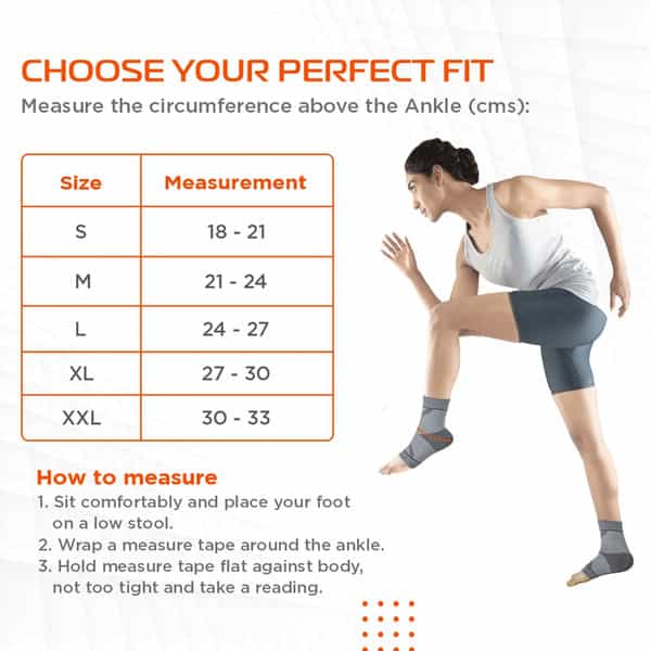 Vissco 2D Ankle Support |Pain Reliever For Strained Or Sprained Ankles - Medium (Grey)