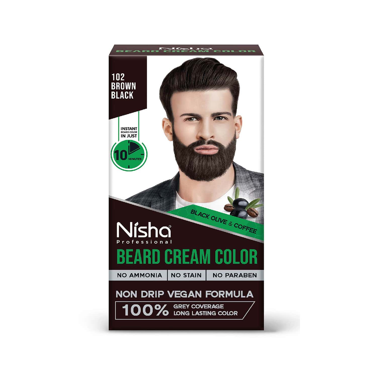 Nisha Beard Colour For Men Black Brown 40g | Professional Beard Hair Colour | Ammonia Free
