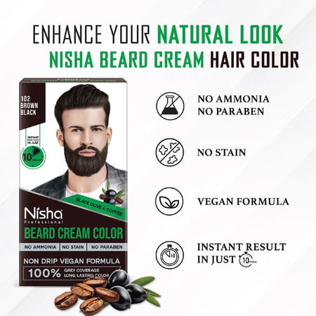 Nisha Beard Colour For Men Black Brown 40G | Professional Beard Hair Colour | Ammonia Free