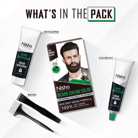 Nisha Beard Colour For Men Black Brown 40G | Professional Beard Hair Colour | Ammonia Free