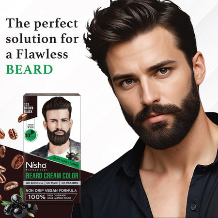 Nisha Beard Colour For Men Black Brown 40G | Professional Beard Hair Colour | Ammonia Free