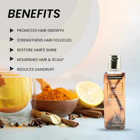 Jagat Pharma Hair Oil For Strong & Smooth Hair | Infused With 10 Powerful Ayurvedic Herbs