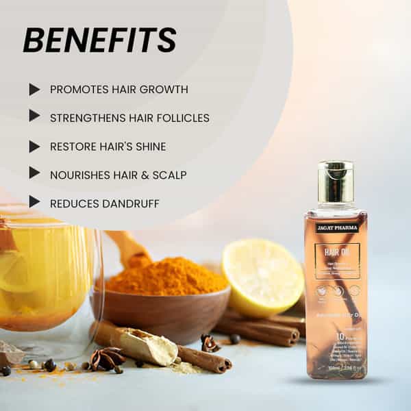 Jagat Pharma Hair Oil For Strong & Smooth Hair | Infused With 10 Powerful Ayurvedic Herbs