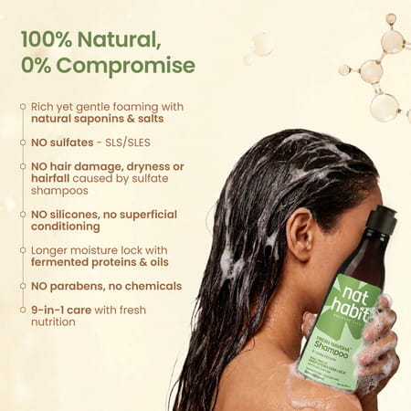 Nat Habit Natural Cleansing Shampoo For Dry & Frizzy Hair With Aloe & Peanut | Paraben Free (250Ml)