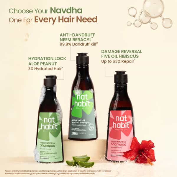 Nat Habit Natural Cleansing Shampoo For Dry & Frizzy Hair With Aloe & Peanut | Paraben Free (250Ml)