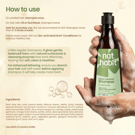 Nat Habit Natural Cleansing Shampoo For Dry & Frizzy Hair With Aloe & Peanut | Paraben Free (250Ml)