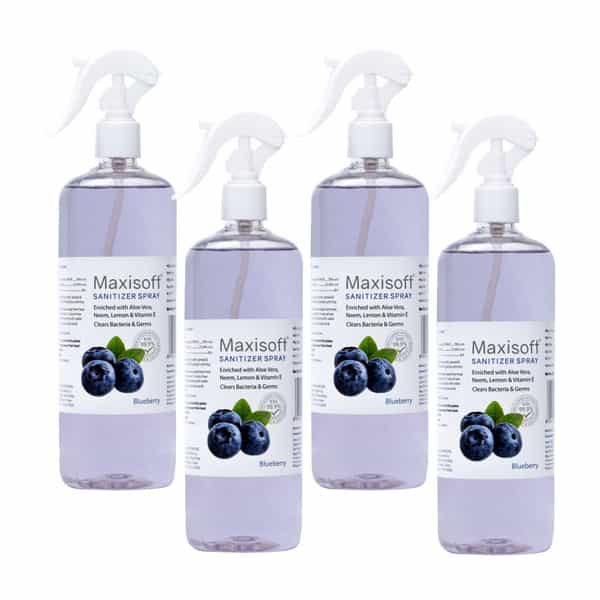 Maxisoft Blueberry Sanitizer Spray | Aloe Vera Neem & Vitamin E (500 Ml Pack Of 4)