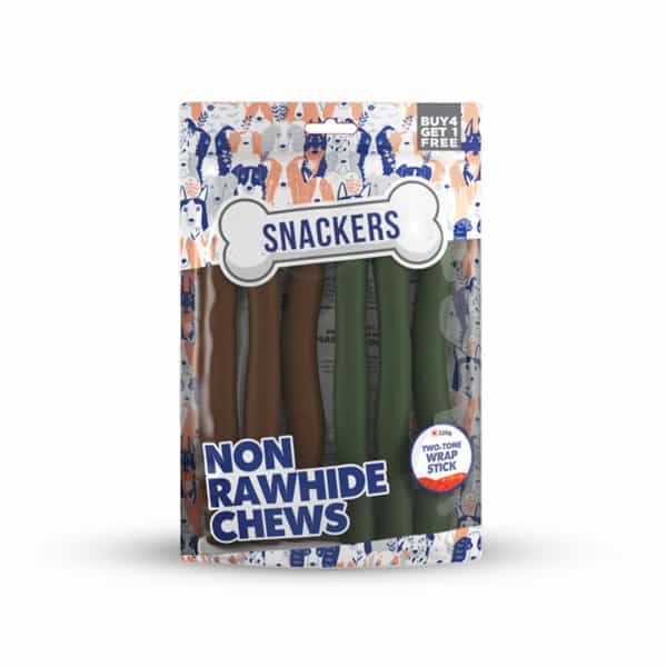 Snackers Non Rawhide Chews Two Tone Wrap Stick Dog Treats | 225 G