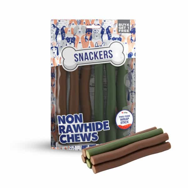 Snackers Non Rawhide Chews Two Tone Wrap Stick Dog Treats | 225 G