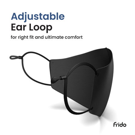Frido Ultimate Copper Treated Mask|Adjustable Ear Loop|Washable|Imported|Medium Size (Pack Of 1)