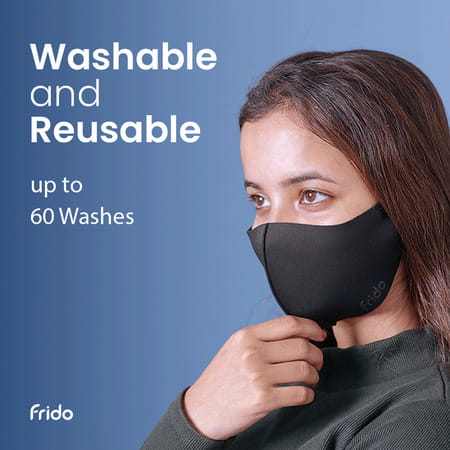 Frido Ultimate Copper Treated Mask|Adjustable Ear Loop|Washable|Imported|Medium Size (Pack Of 1)