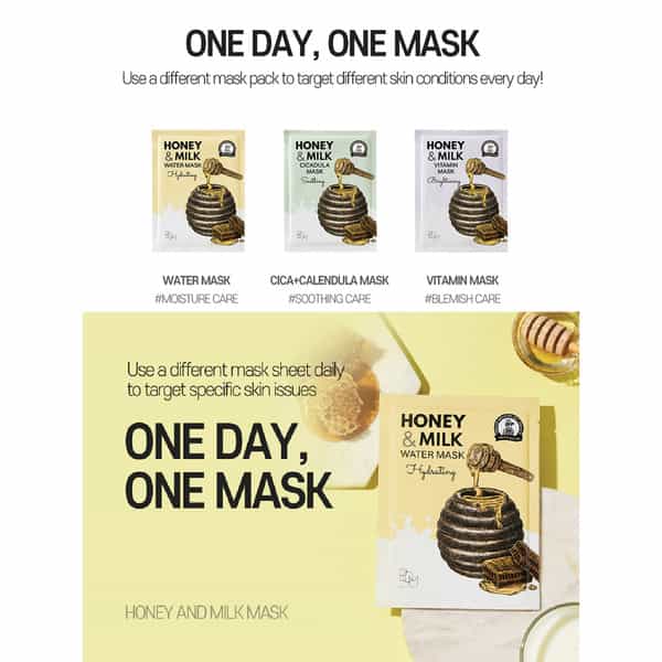 B.o.m Honey And Milk Water Mask - Hydrating - Pack Of 3