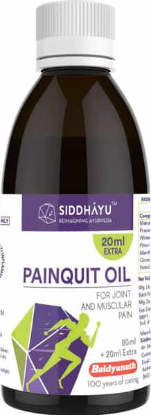 Siddhayu Painquit Oil (By Baidyanath) Joint And Muscular Pain 80 Ml + 20 Ml Extra (Pack Of 2)