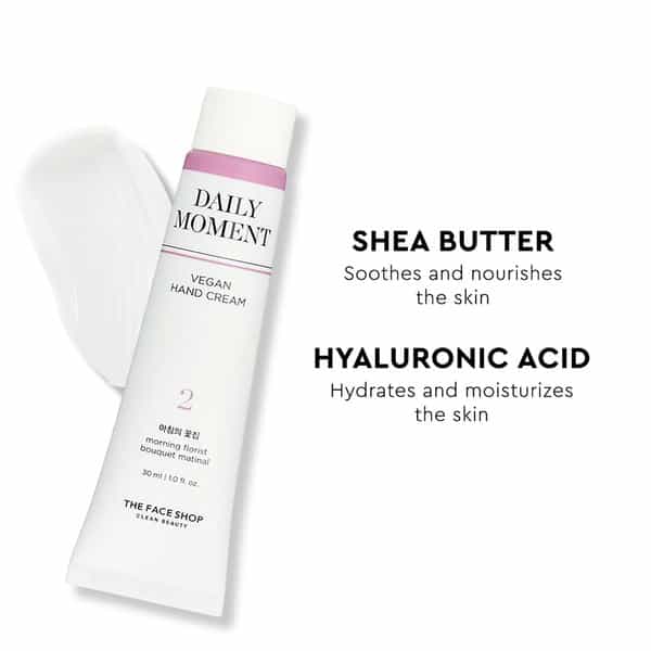 The Face Shop Non-Greasy Korean Vegan Hand Cream - Morning Florist With Hyaluronic Acid - 30Ml