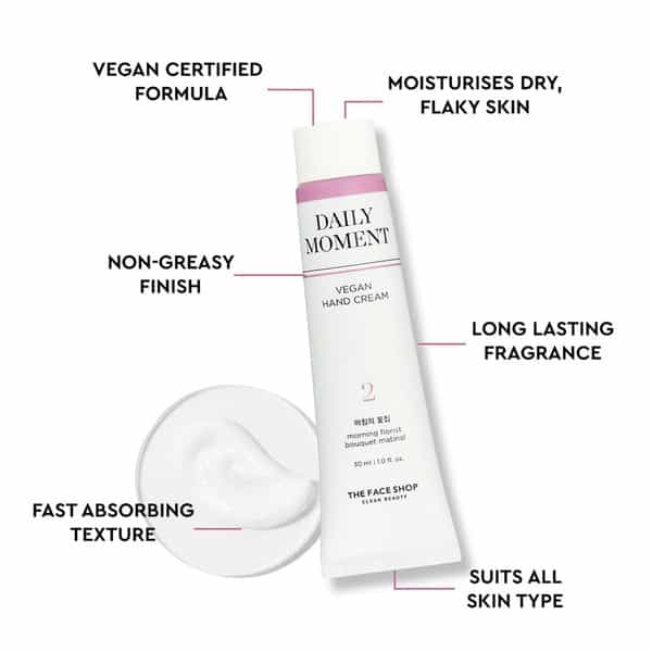 The Face Shop Non-Greasy Korean Vegan Hand Cream - Morning Florist With Hyaluronic Acid - 30Ml