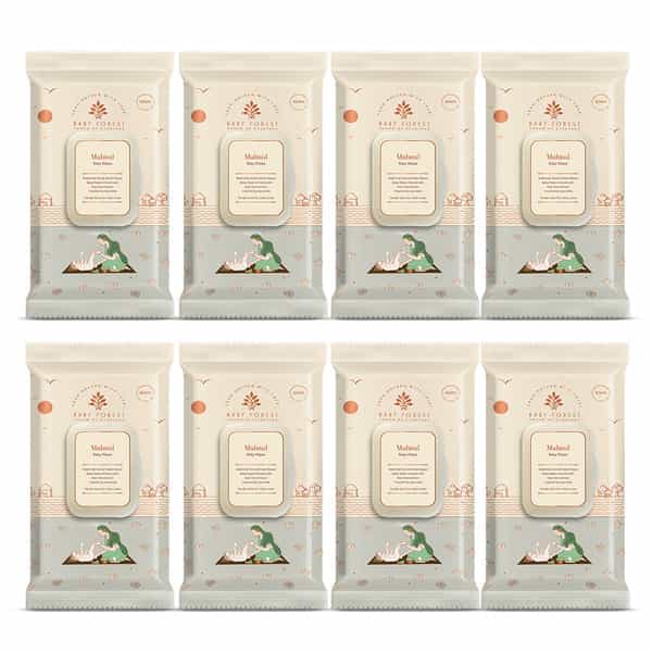 Baby Forest Mulmul Baby Wipes|Ultra-Soft, Water-Based, 3X Thicker & Softer Wipes 72 Wipes|Pack Of 8
