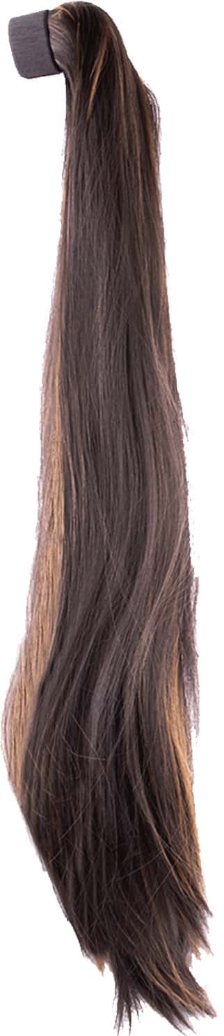 Streak Street Straight Dark Brown Ponytail With Golden Highlights