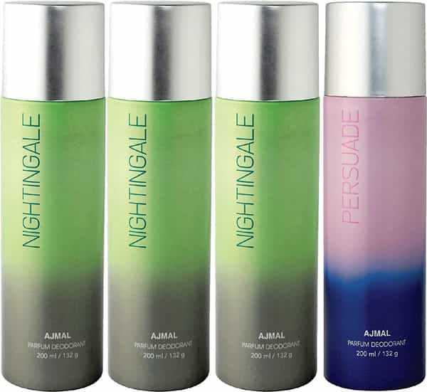 Ajmal 3 Nightingale & 1 Persuade Deodorant Pack Of 4 Deodorant 200Ml Each (Total 800Ml) For Unisex
