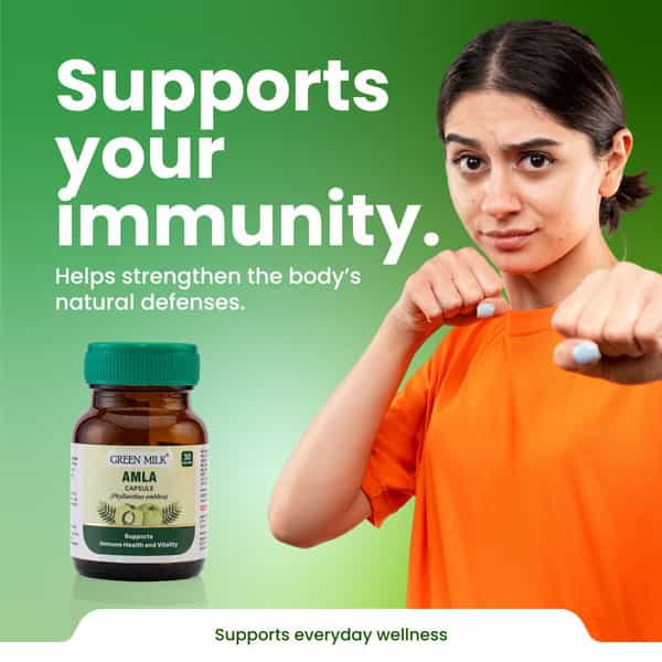 Green Milk Concepts Green Milk Amla | Supports Immunity | Digestion & Vitality | 30 Capsules